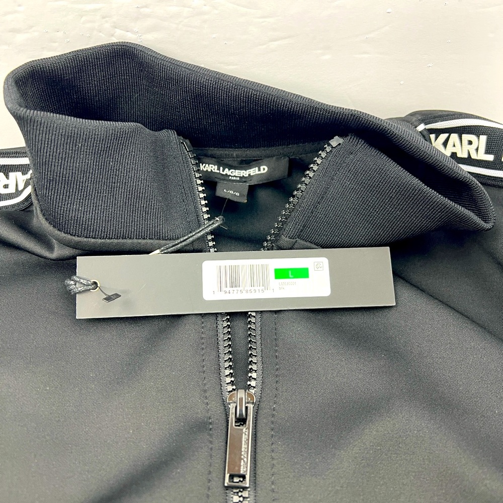 KARL LAGERFELD PARIS, LARGE BLACK JACKET WITH TWO POCKETS, 96% POLYESTER, LARGE - Picture 7 of 13